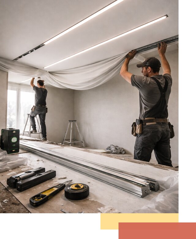 Монтаж натяжных потолков со световыми линиями в Орехово-Зуево