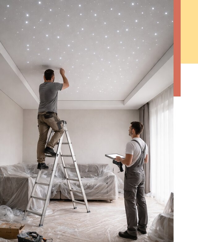 Монтаж натяжного потолка «звездное небо» в Орехово-Зуево от 6773 руб. | ОТДЕЛОЧНИК-Рхв