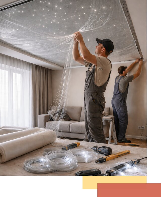 Монтаж натяжного потолка «Звездное небо» в Орехово-Зуево