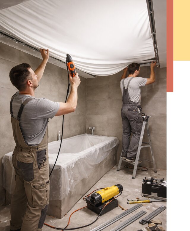 Монтаж натяжного потолка в ванной в Орехово-Зуево от 1250 руб. под ключ | ОТДЕЛОЧНИК-Рхв