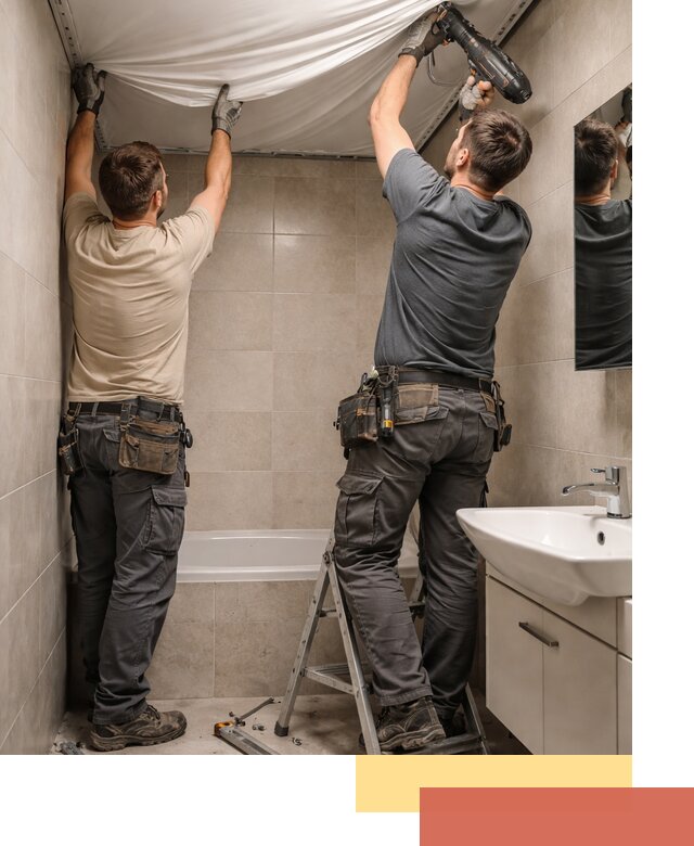 Монтаж натяжного потолка в ванной в Орехово-Зуево быстро и качественно