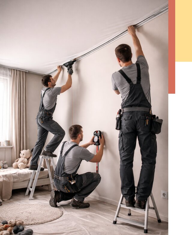 Монтаж натяжного потолка в детской в Орехово-Зуево от 3647 руб. — быстро и недорого | ОТДЕЛОЧНИК-Рхв