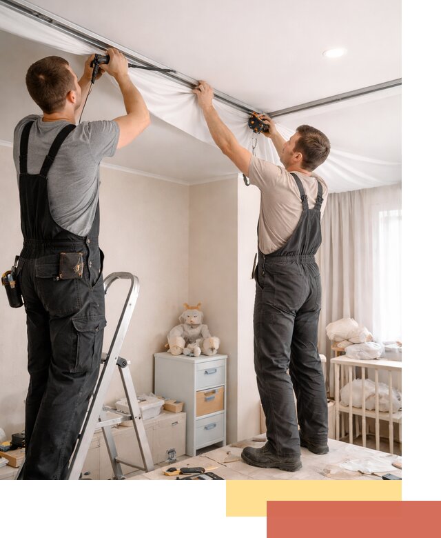 Монтаж натяжного потолка в детской комнате в Орехово-Зуево