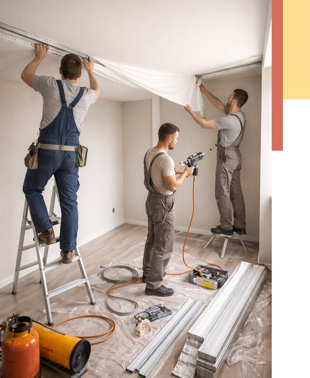 Монтаж натяжного потолка в студии в Орехово-Зуево от 5731 руб. — быстро и недорого | ОТДЕЛОЧНИК-Рхв