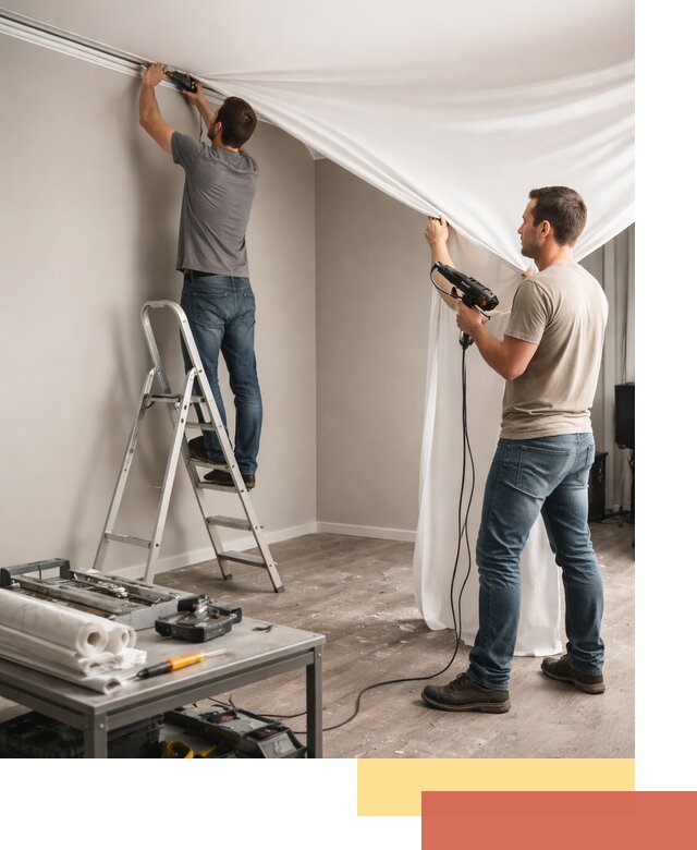 Монтаж натяжного потолка в студии в Орехово-Зуево