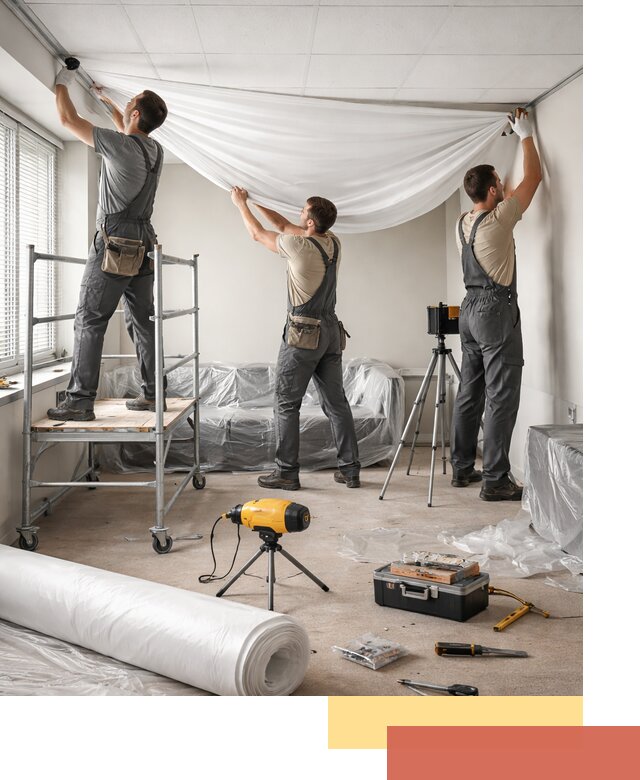 Монтаж натяжного потолка в офисе в Орехово-Зуево