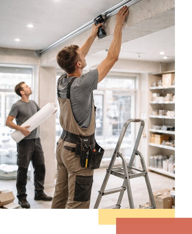 Монтаж натяжных потолков в магазине в Орехово-Зуево