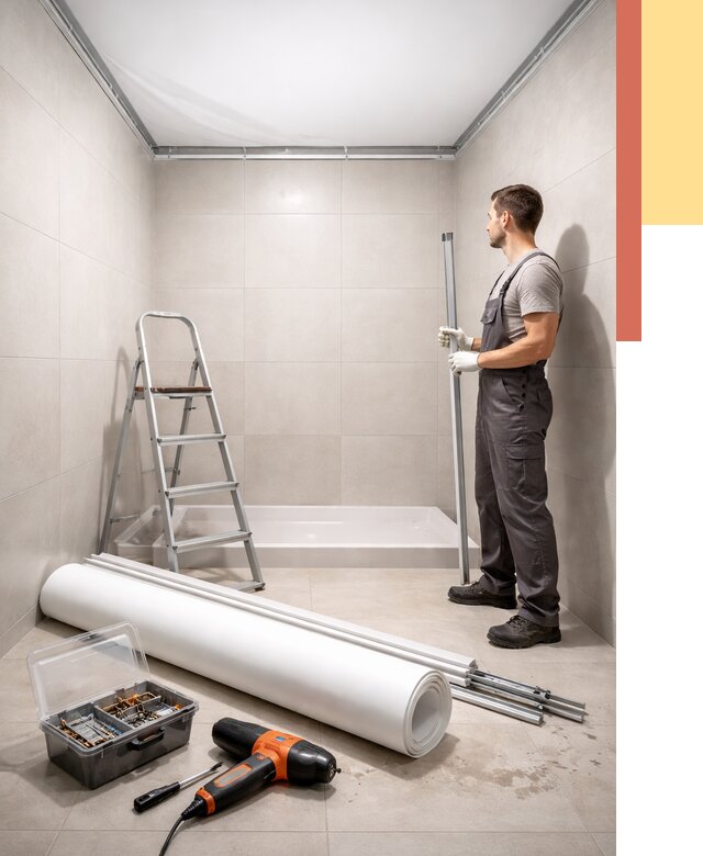 Монтаж натяжного потолка в санузле в Орехово-Зуево от 1928 руб. — ОТДЕЛОЧНИК-Рхв