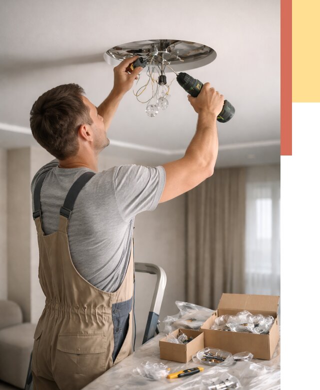 Установка люстры в натяжной потолок в Орехово-Зуево от 1250 руб. | Быстро и недорого — ОТДЕЛОЧНИК-Рхв