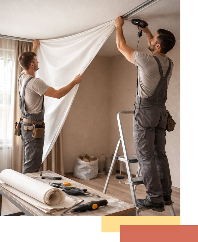 Замена полотна натяжного потолка в Орехово-Зуево быстро и качественно