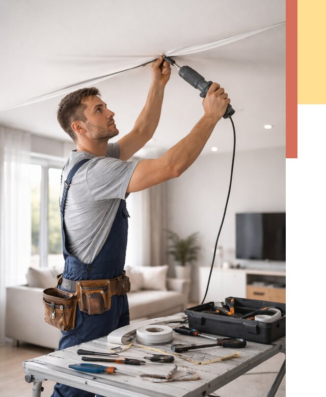 Ремонт натяжных потолков в Орехово-Зуево от 9899 руб. под ключ — ОТДЕЛОЧНИК-Рхв