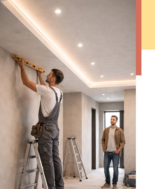 Потолок из гипсокартона с подсветкой в Орехово-Зуево от 782 руб./м2 под ключ | ОТДЕЛОЧНИК-Рхв