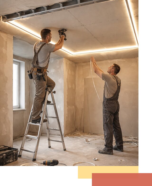 Потолок из гипсокартона с подсветкой в Орехово-Зуево