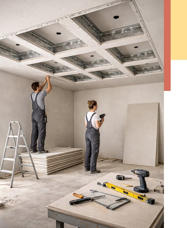 Кессонный потолок из гипсокартона в Орехово-Зуево от 1928 руб. — монтаж и под ключ | ОТДЕЛОЧНИК-Рхв