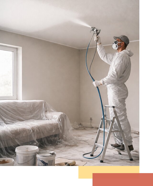 Покраска потолка краскопультом в Орехово-Зуево быстро и качественно