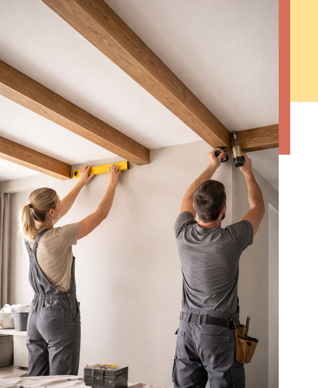 Монтаж декоративных балок на потолок в Орехово-Зуево от 4376 руб. — ОТДЕЛОЧНИК-Рхв